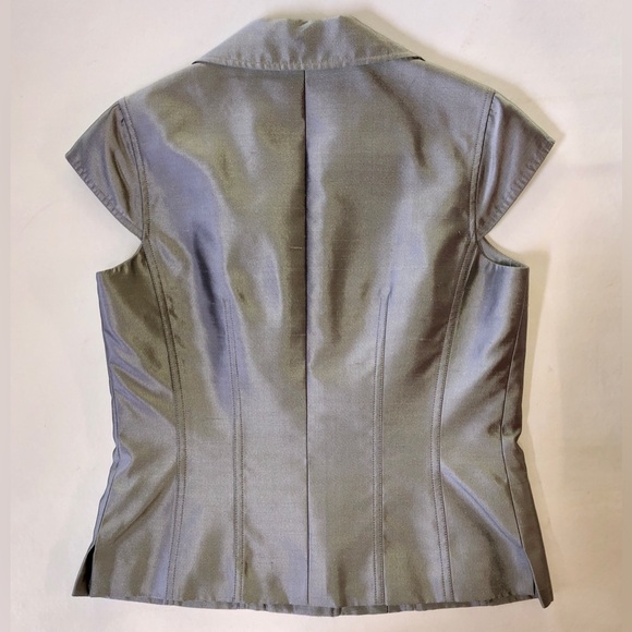 Vintage CARLISLE Silk Pantsuit Top Pants Belt Silver Gray (4) - Picture 4 of 17